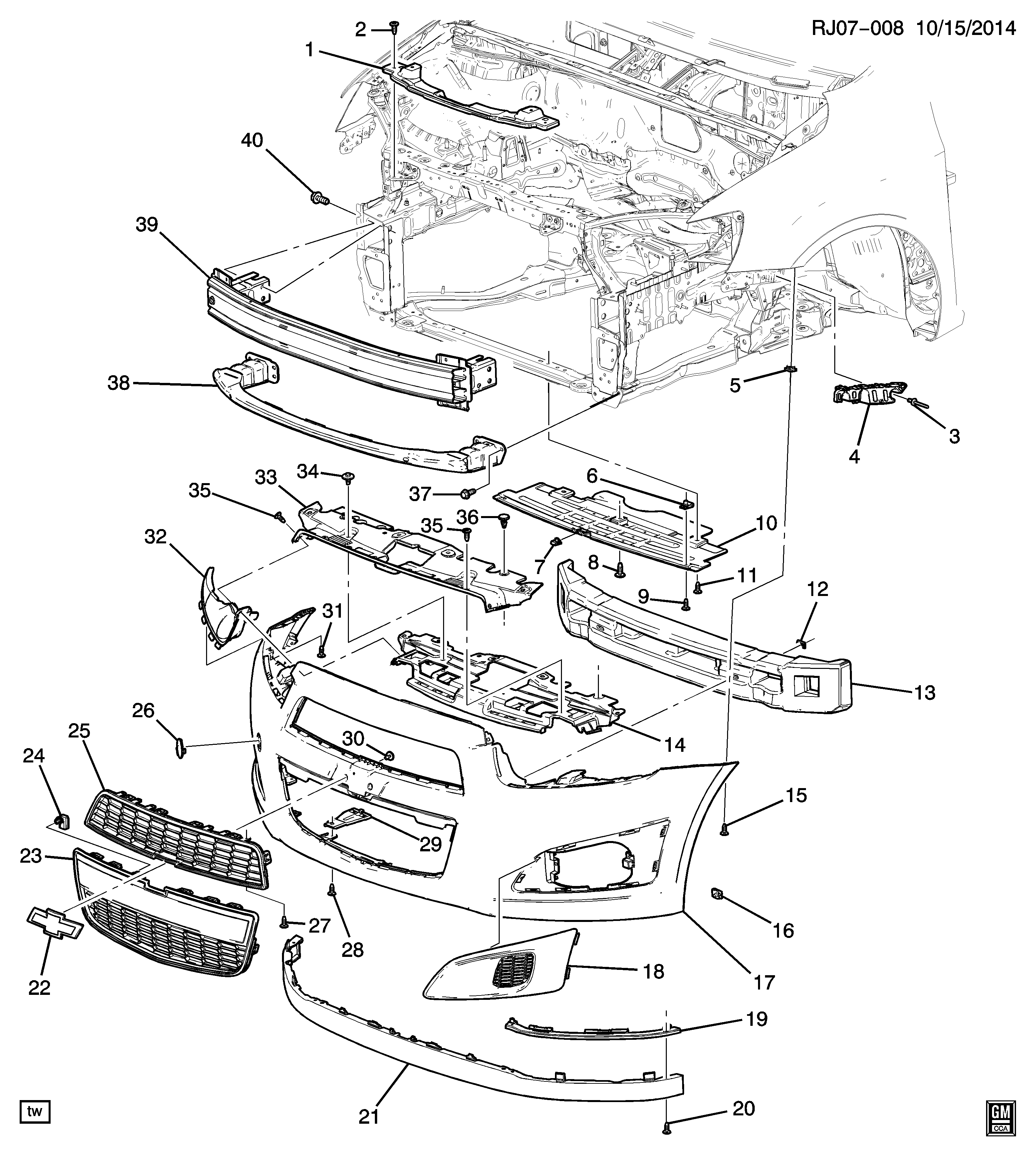 Схема бампера Шевроле Авео т300
