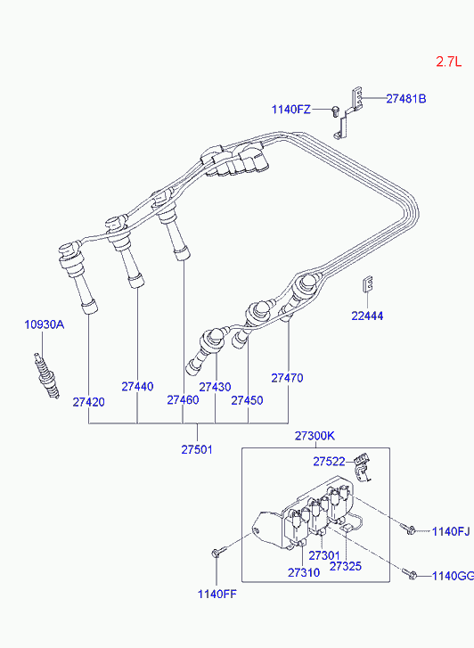 Hyundai 18811-11061 - Свеча зажигания HYUNDAI Sonata EF (2.0),Santa Fe (2.0) (BPR6ES-11) OE autodif.ru