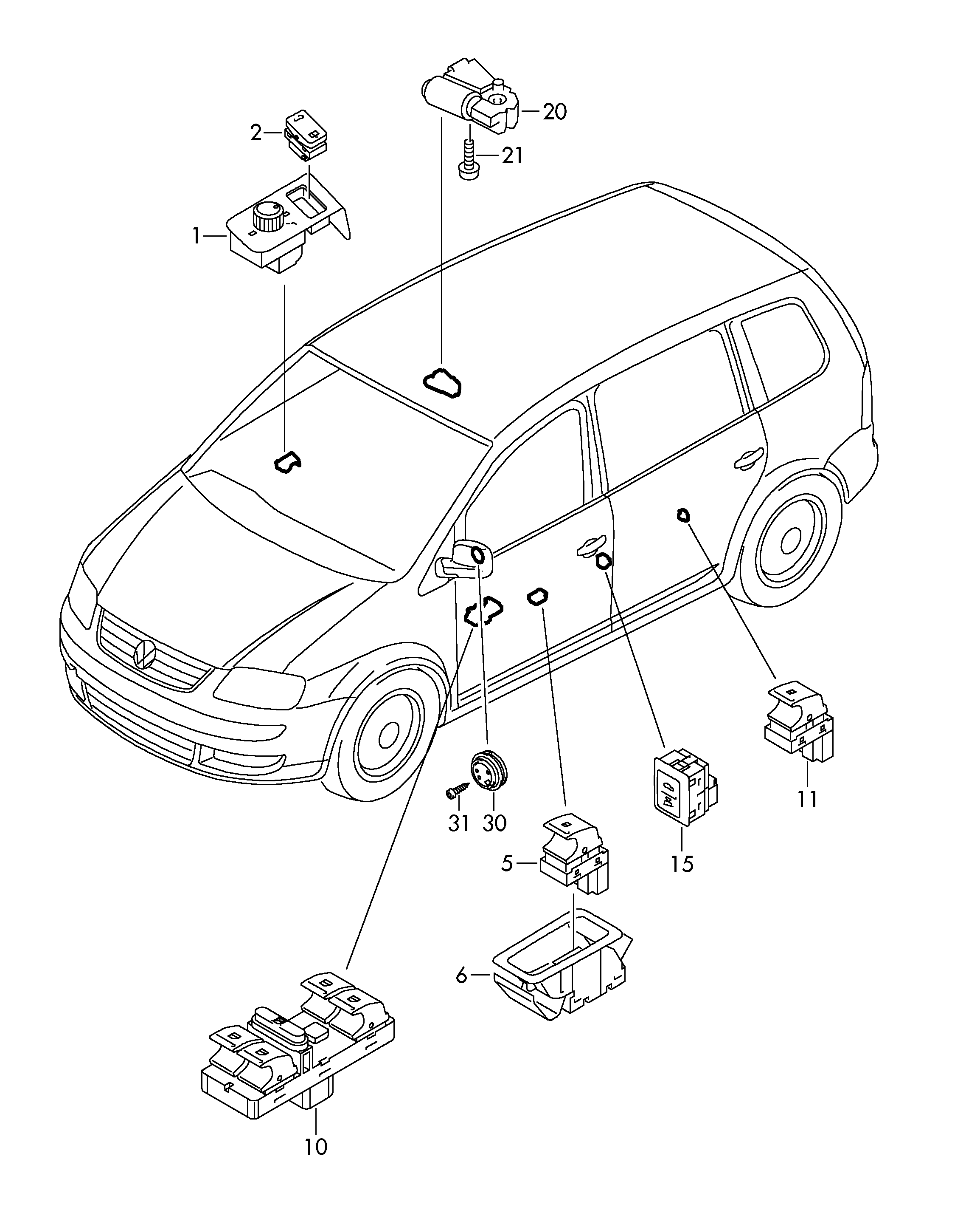 VW 1K4 959 857 B - Выключатель, стеклоподъемник autodif.ru